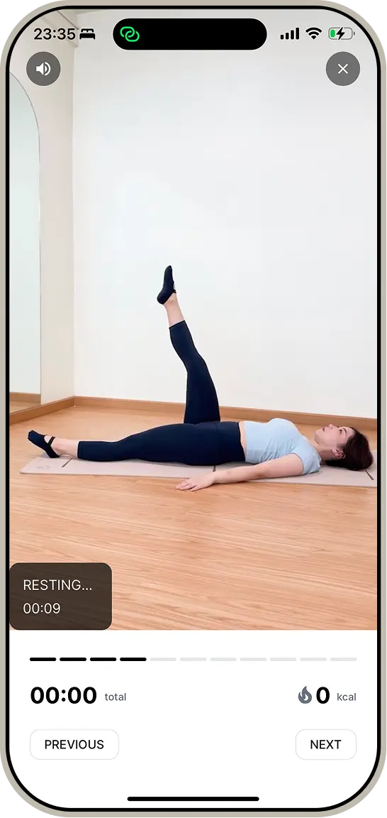 Exercise library on a mobile screen